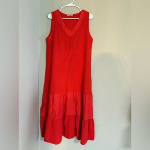 Francesca Bettini Flowy Long Red Linen Dress